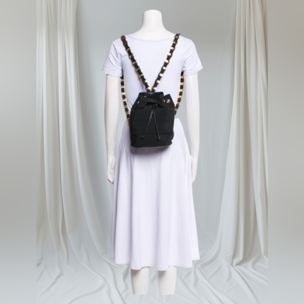 Salvatore Ferragamo Black Vara Backpack Gold Chain - Picture 11 of 16